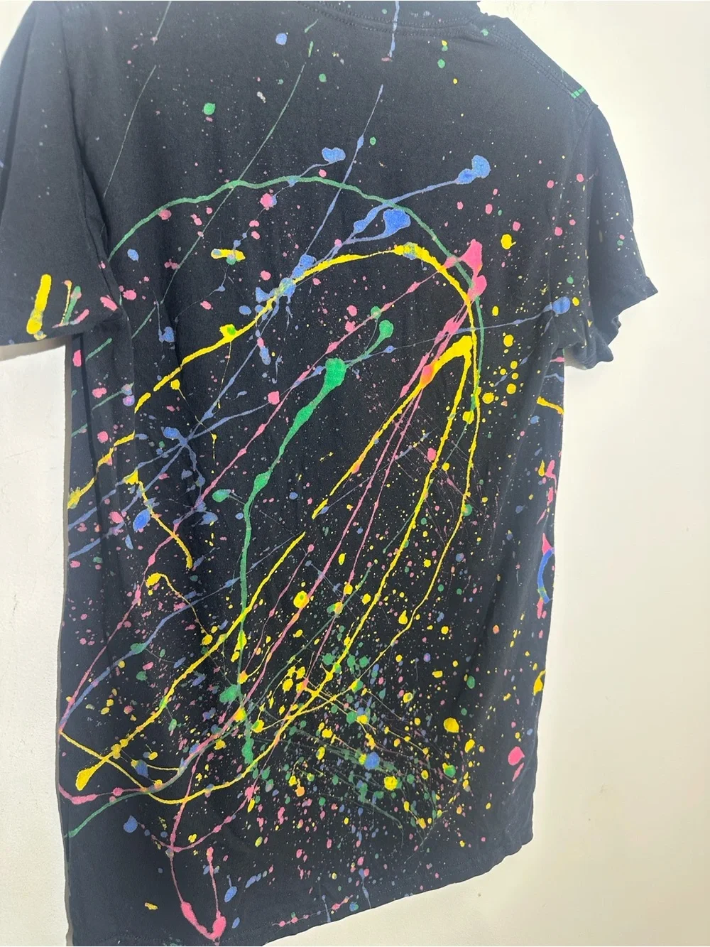 Gildan Black Tee with Neon Paint Splatter - STEPS Dance Company
